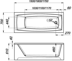 Акриловая ванна Domani-Spa Rest, 160х70