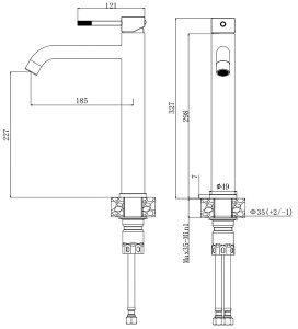 Смеситель для умывальника Voda Vessel VSL25G