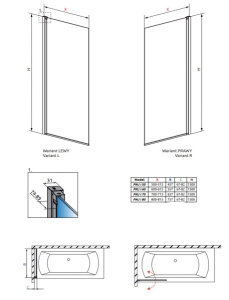 Душевая шторка на ванну Radaway Nes Black PNJ I Frame, 50х150, прозрачный