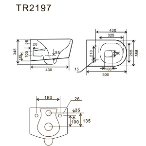 Подвесной унитаз Uptrend Corona Rimless TR2197