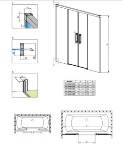 Душевая шторка на ванну Radaway Idea Black PN DWD, 170х150, прозрачный