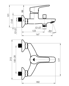 Смеситель для ванны Rubineta Uno-10/K (BK2)