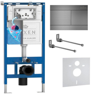 Комплект инсталляции 4 в 1 Roxen StounFix Dual Fresh 868405 с аромадозатором, оружейная сталь