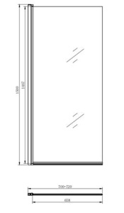 Душевая шторка на ванну Aquabath AB-YR01-700-1500, 70х150, прозрачный