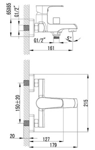 Смеситель для ванны Lemark Plus Factor LM1612C