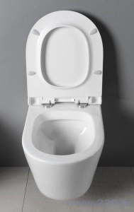Подвесной унитаз CeramaLux 2197GW безободковый (с крышкой SoftClose)