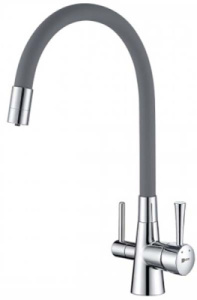 Смеситель для кухонной мойки Lemark Comfort LM3075C-Gray / LM3075BN с подключением к системе очистки воды, хром, серый