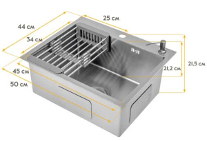 Кухонная мойка Axus LS-5044S с коландером и дозатором