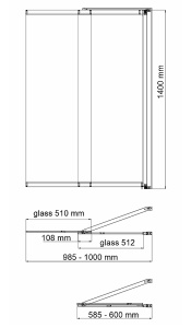 Душевая шторка на ванну Wasserkraft Main 41S02-100 Matt glass Fixed