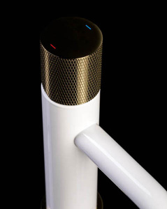 Смеситель для умывальника Boheme Stick 122-WG.2 White Touch Gold