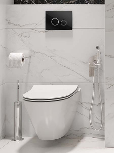 Комплект инсталляции Cersanit Vector с кнопкой Twins 64117 и унитазом City Smart CO DPL EO slim