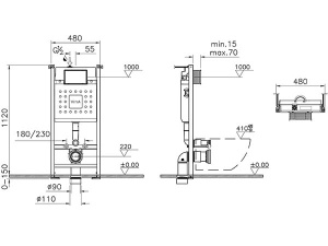Инсталляция Vitra Core 732-5800-01 с кнопкой Root R 740-2280 хром, хром