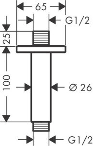 Кронштейн для верхнего душа Hansgrohe Vernis Shape 26406670 / 26406000, 10, хром