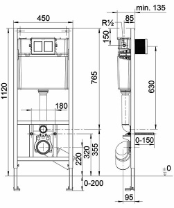 Комплект инсталляции с подвесным унитазом Omnires Fontana SET BP/BL