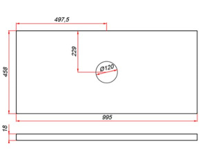 Столешница ЗОВ Антрацит CLDSP18H995458C1 (1 вырез)