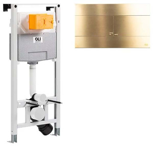 Система инсталляции OLI 120 885052 + клавиша смыва Slim Inox 888565 / 888561, белое золото