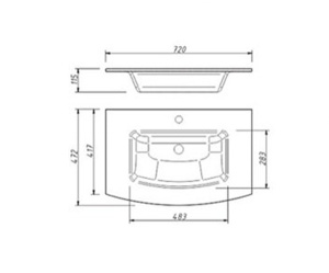 Умывальник Caprigo Legato 70 OW15-3011-R811 / 80 OW15-3012-R811 / 100 OW15-3014-R811, 101х47