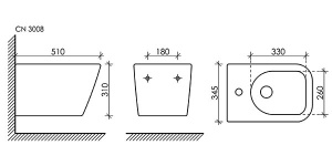 Подвесное биде CeramicaNova Metric CN3008 с донным клапаном