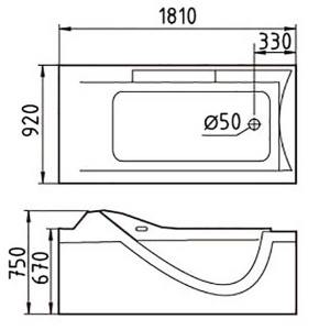 Гидромассажная ванна Gemy G9055 O, 181х92