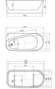 Акриловая ванна Allen Brau Priority 1 2.31001.20/AM / 2.31001.21/AM, 170х80, белый матовый, антрацит