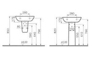 Умывальник Vitra S20 5502B003-0001 / 5503B003-0001