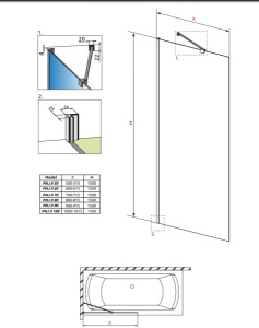 Душевая шторка на ванну Radaway Idea Black PNJ, 50х150, прозрачный