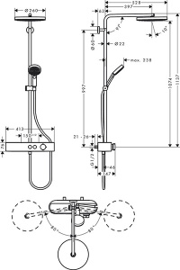 Душевая стойка Hansgrohe Pulsify Showerpipe 260 1jet 24220000 с термостатом