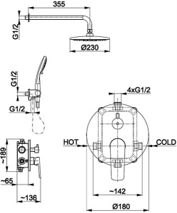 Душевая система скрытого монтажа Armatura Tanzanit 5029-501-00