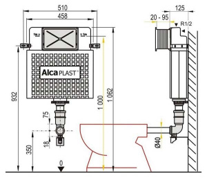 Инсталляция для приставного унитаза AlcaPlast AM112 Basicmodul
