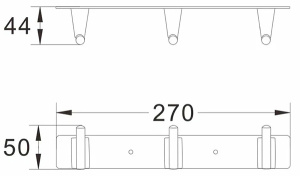 Планка с крючками Shevanik SG5731 / SG5741 / SG5751, 27 см 3 крючка, хром