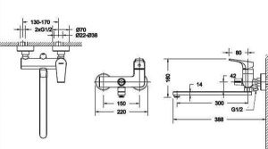 Смеситель для ванны Bravat Vega F6119177CP-01L