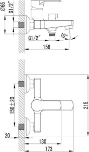 Смеситель для ванны Lemark Plus Grace LM1512C