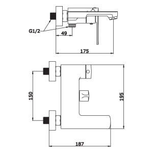 Смеситель для ванны Vieir V293571FL с душевым гарнитуром