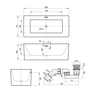 Акриловая ванна Wellsee Pure BY Wellsee 230703001