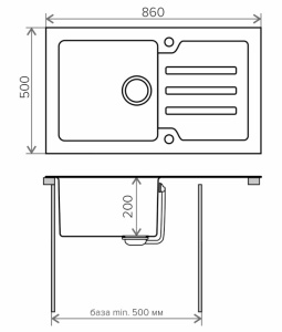 Кухонная мойка Tolero Ceramic Glass TG-860 B