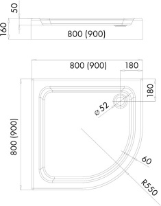 Душевой поддон iRegio LDBR322 / LDBR323 / LDBR2165, 80х80
