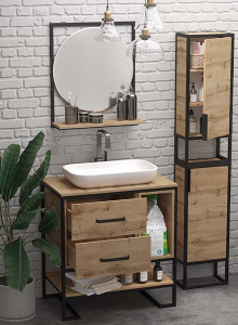 Пенал 1Marka Grunge Loft 35Н/П 1д дуб вотан