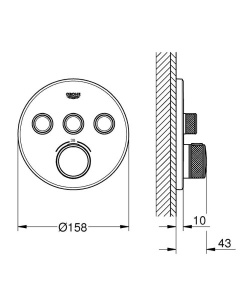 Смеситель встраиваемый Grohe Grohtherm SmartControl 29121000 / 29121DC0 термостатический