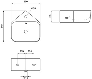 Умывальник Wellsee WC Area 30180600S угловая