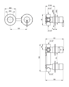 Смеситель встраиваемый Deante Silia Bronze BR BQS C46P (2 функции)