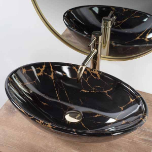 Умывальник Rea Pamela Black Marble Shiny U5067
