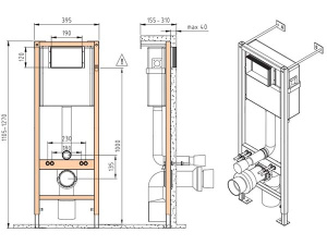 Комплект инсталляции Cersanit Vector с кнопкой Estetica черный матовый и унитазом City Smart CO DPL EO Slim / 68305