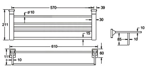 Полка для полотенец с держателем Rose RG1608