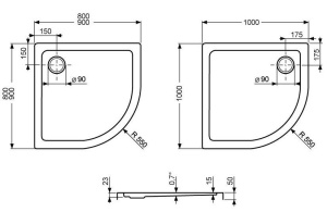 Душевой поддон Roth (Roltechnik) Flat Round, 80х80