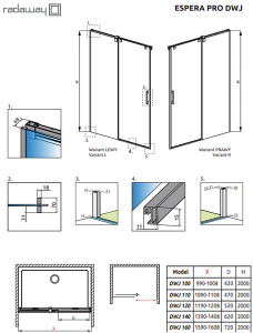Душевая дверь Radaway Espera Pro DWJ, 110х200, прозрачный