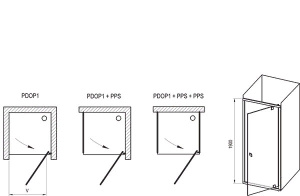 Душевая дверь Ravak Pivot PDOP1 / PDOP2 профиль черный, 90х190, Transparent