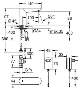 Смеситель для умывальника Grohe Euroeco Cosmopolitan E 36269000 сенсорный