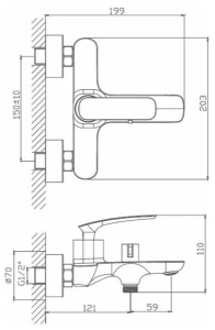 Смеситель для ванны Haiba HB60616