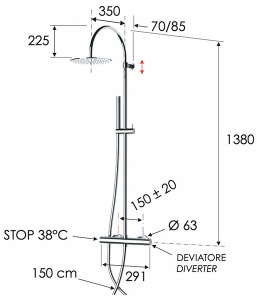 Душевая стойка Remer Elegance EQ37330L с термостатом