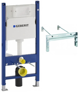 Комплект инсталляции Geberit Duofix Delta UP100 Plattenbau с панелью смыва Delta 50 черной и подвесным унитазом Grossman GR-4455S